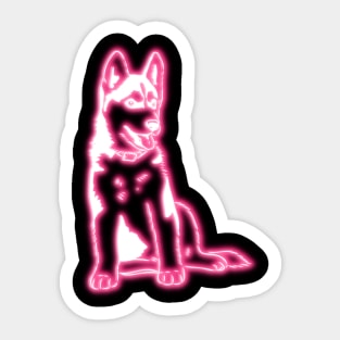 Neon Husky Puppy Sticker
